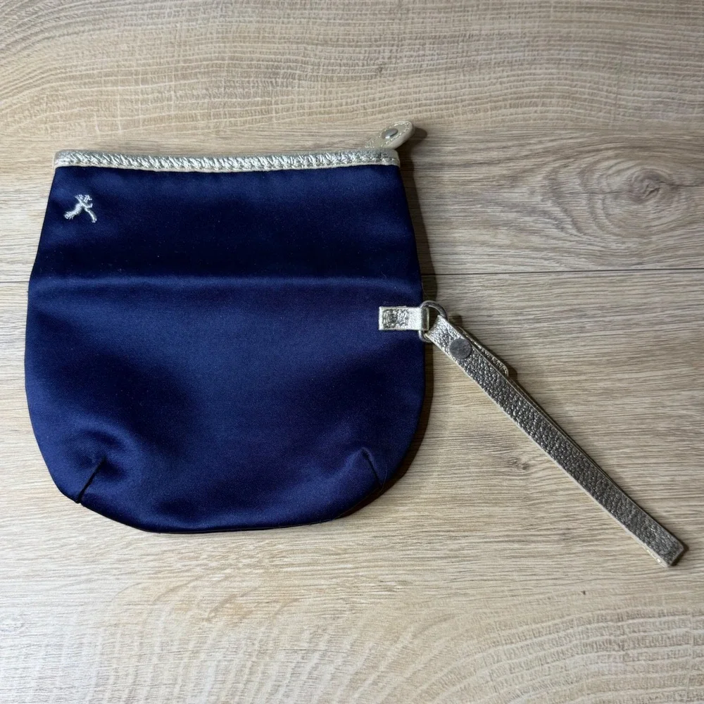 American Eagle Navy Blue Gold Wristlet Clutch Bag Eagle Logo Evening Party Purse